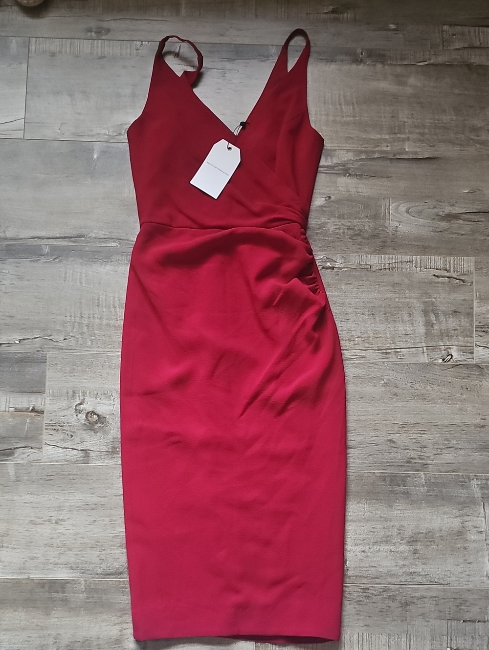 WDress the Population - Red V-Neck Midi Dress - Size XS - BNWT